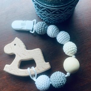 Rocking horse natural Wooden teether 😍